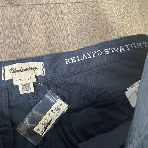 Madewell Cotton Hemp Blend Pleated Relaxed Straight Trouser US Men's 35X32 - Picture 4 of 6